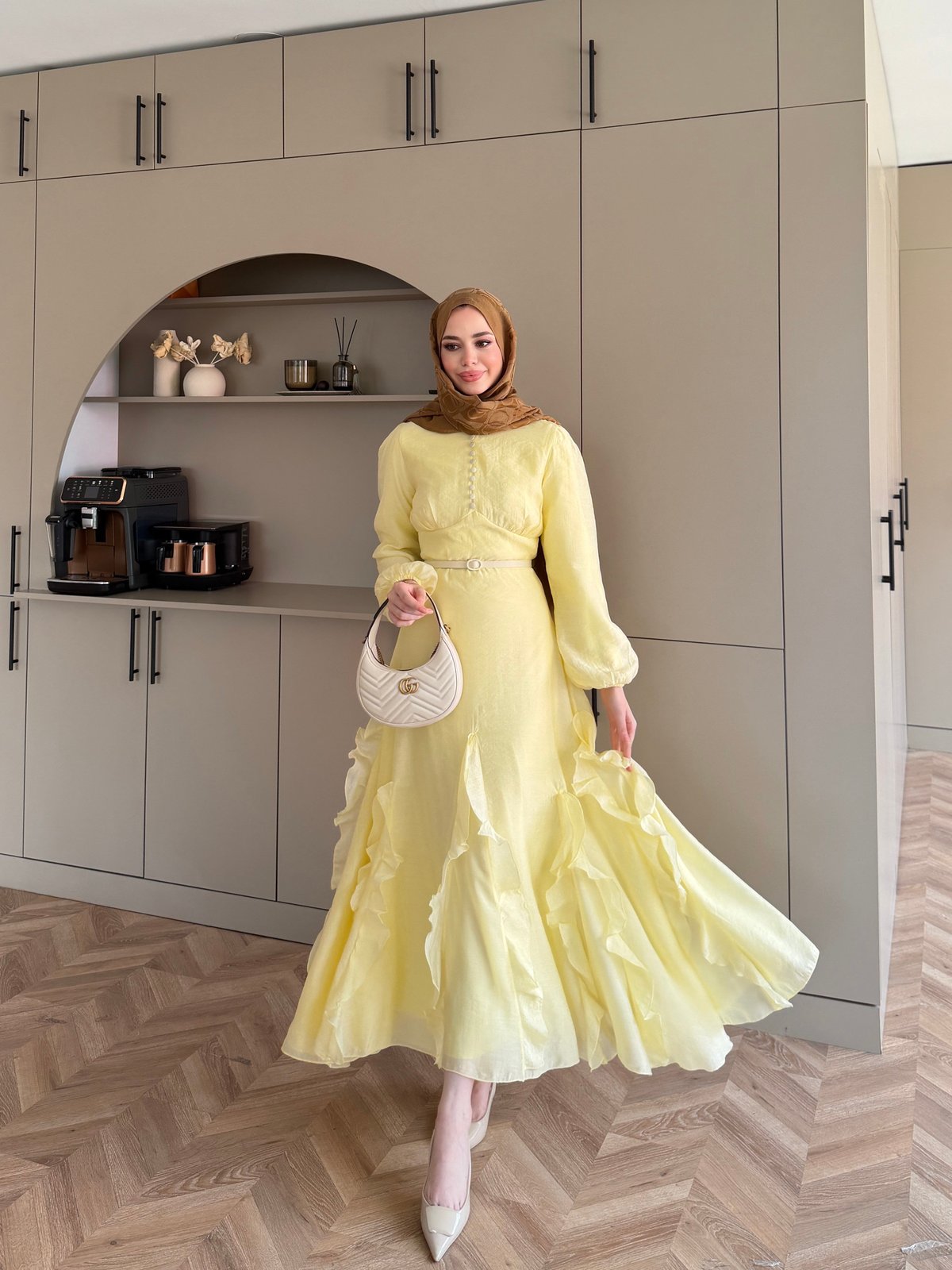 Visal Fırfırlı Elbise ButterYellow (26173)