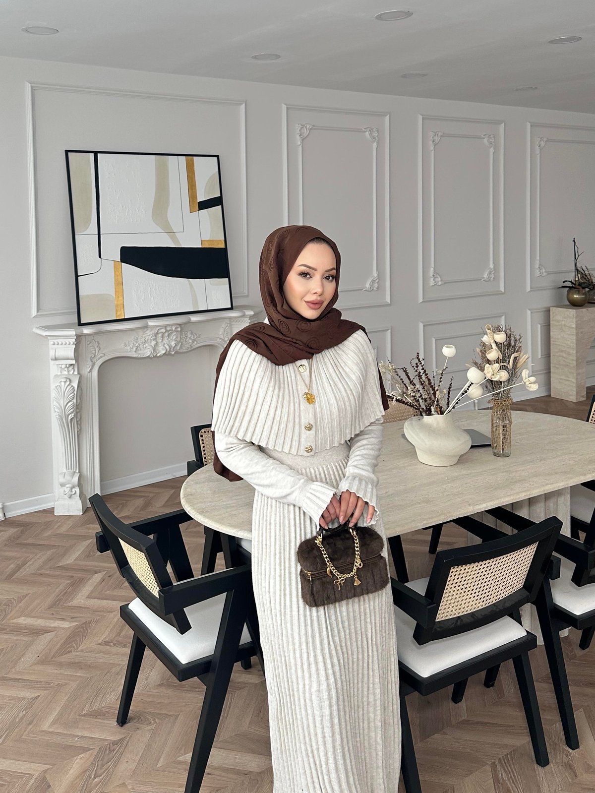 Wayne Triko Elbise Bej