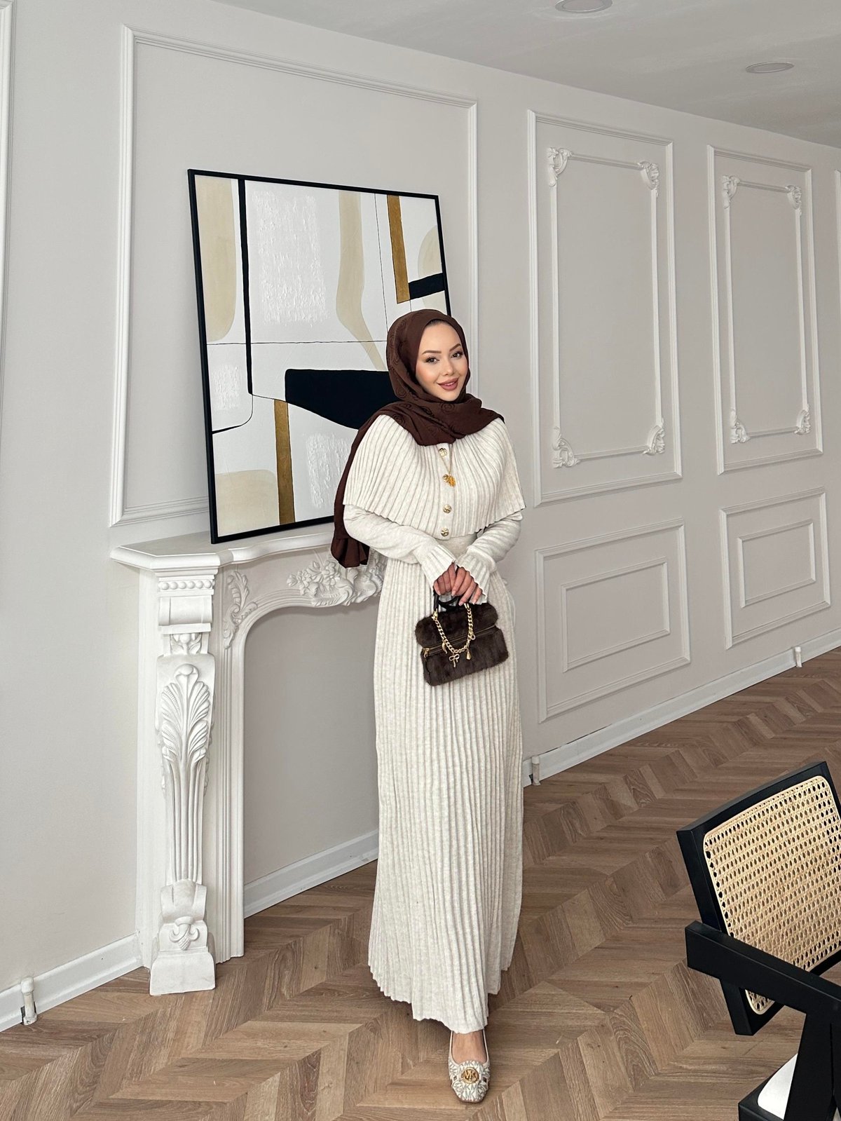 Wayne Triko Elbise Bej