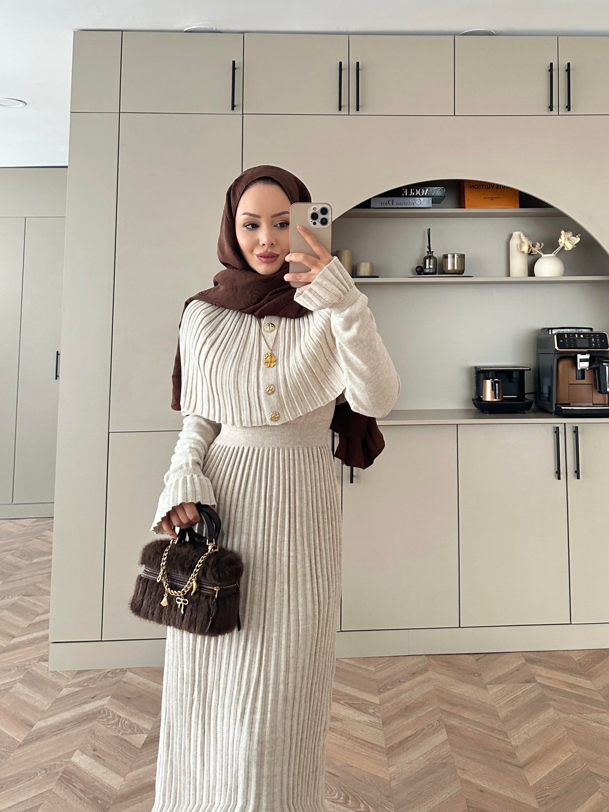 Wayne Triko Elbise Bej