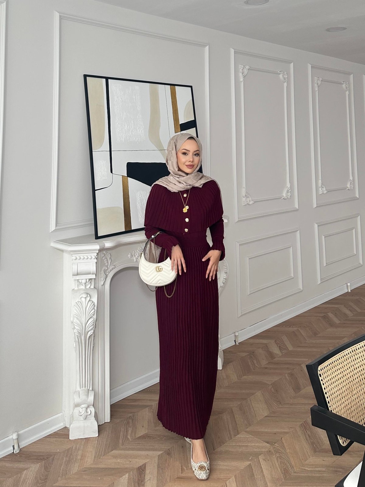 Wayne Triko Elbise Bordo