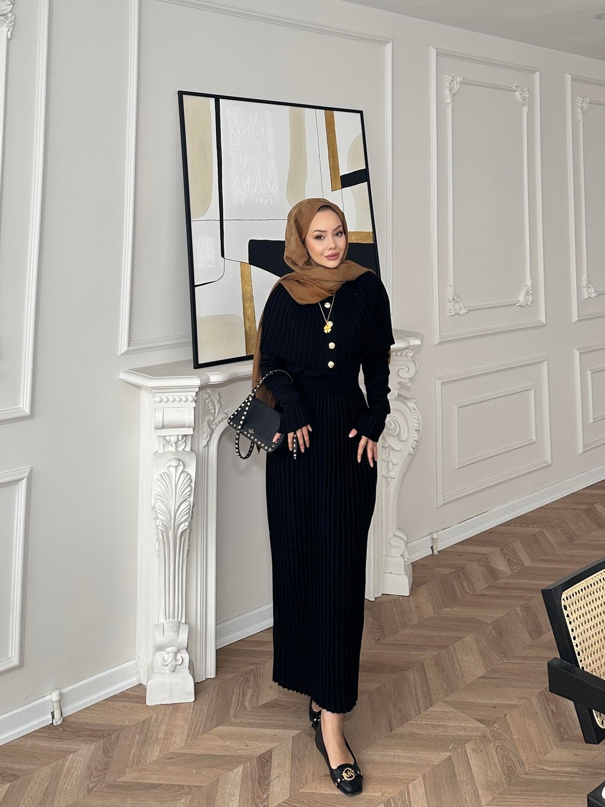 Wayne Triko Elbise Siyah