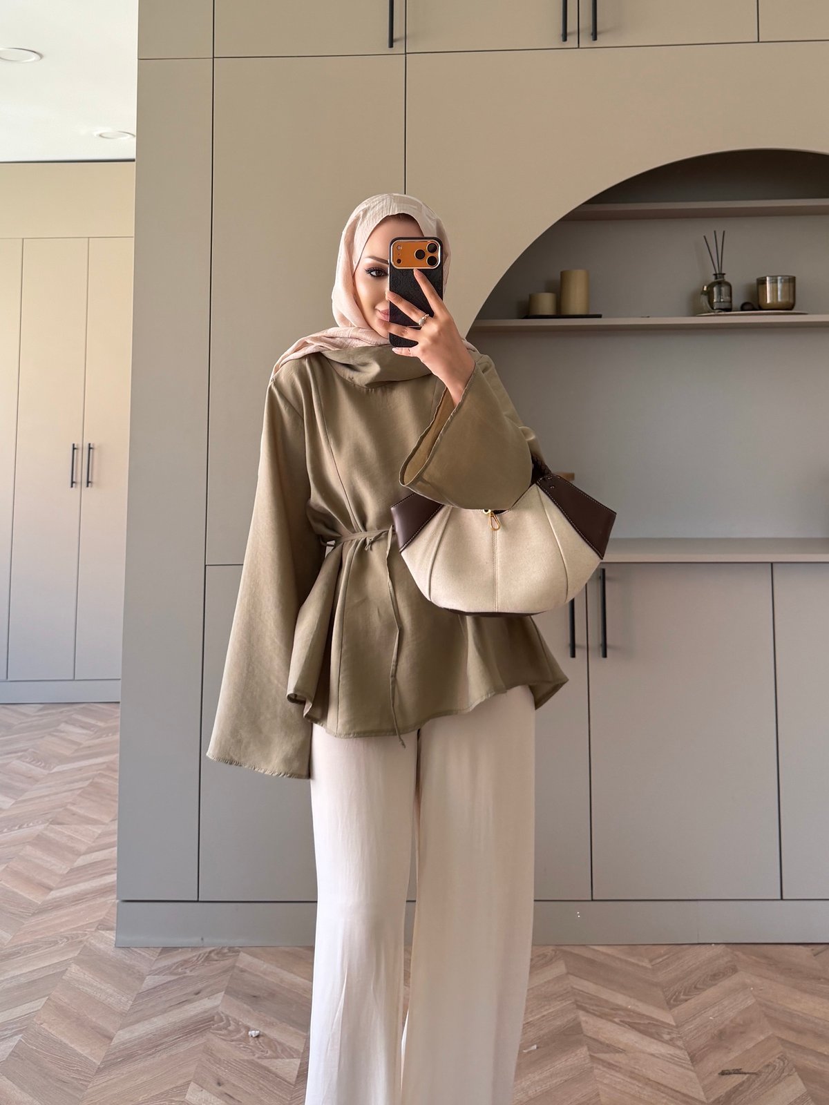 Wear Geniş Yaka Bluz Haki (5556)