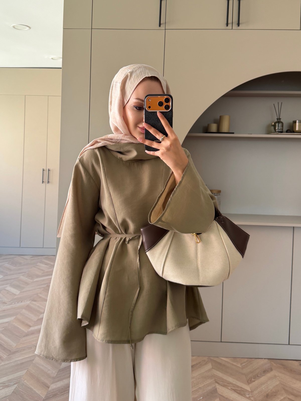 Wear Geniş Yaka Bluz Haki (5556)
