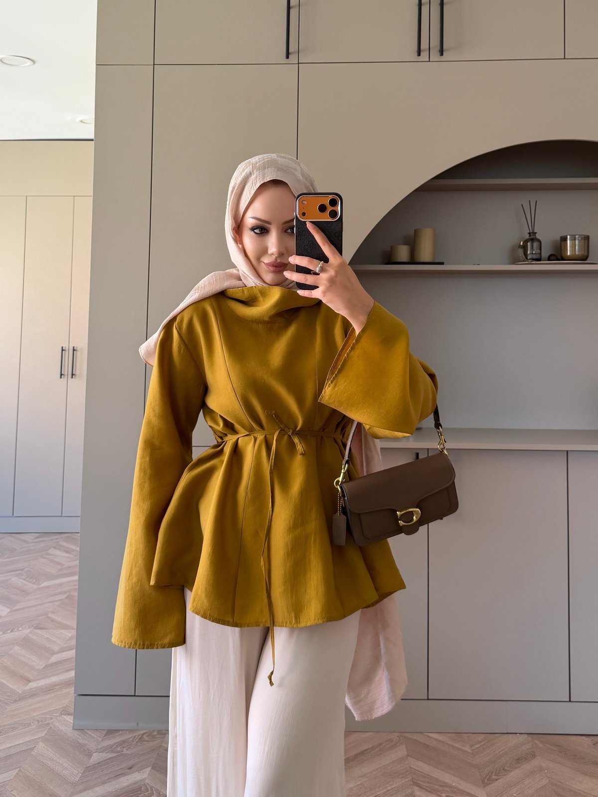Wear Geniş Yaka Bluz Hardal (5556)