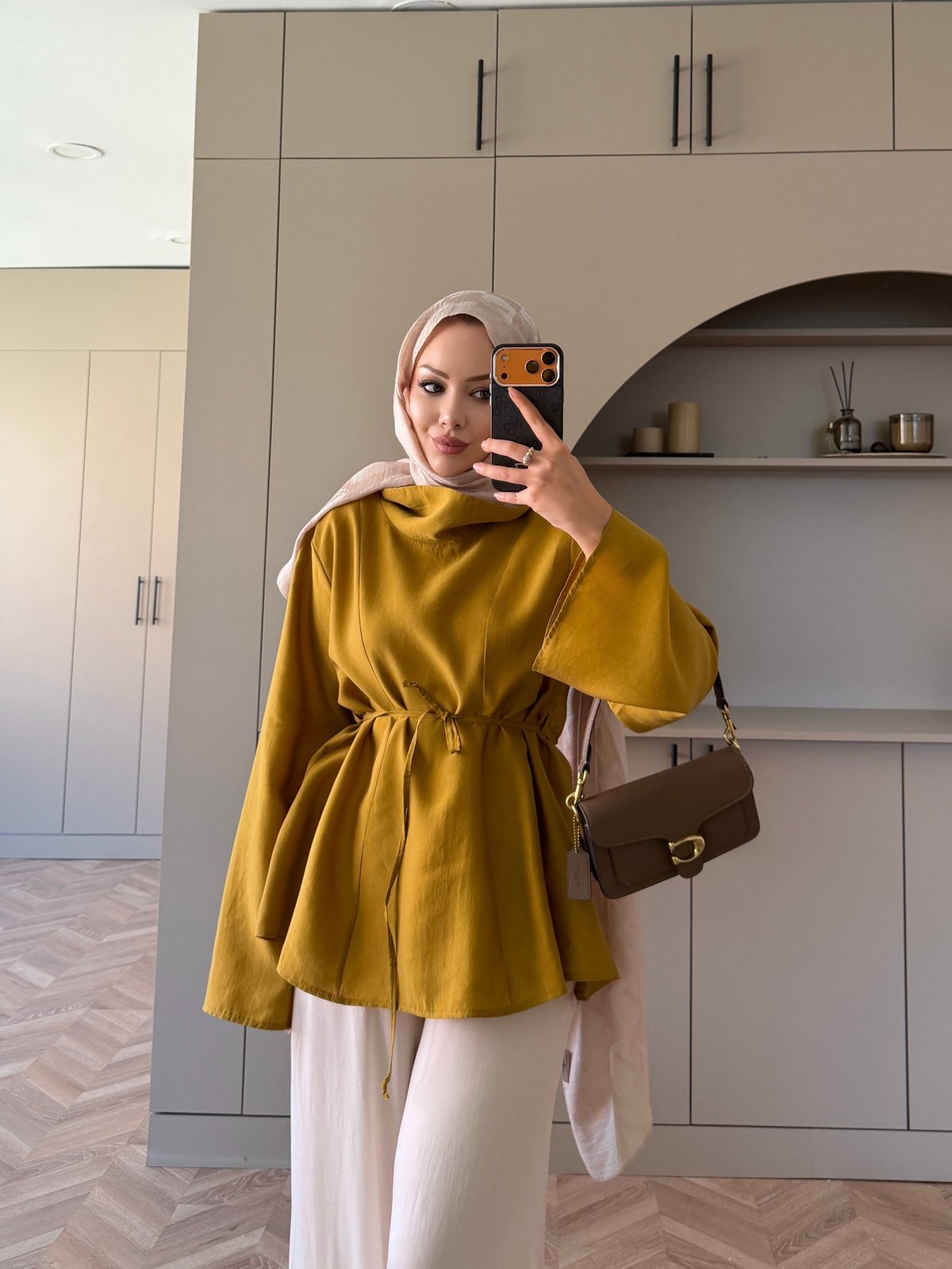 Wear Geniş Yaka Bluz Hardal (5556)