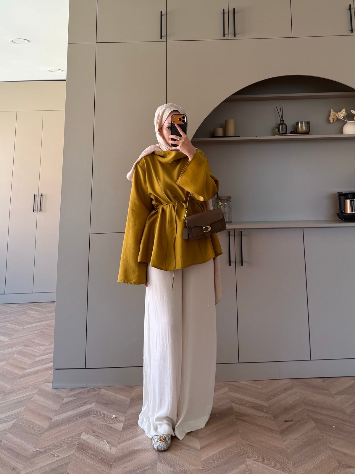 Wear Geniş Yaka Bluz Hardal (5556)