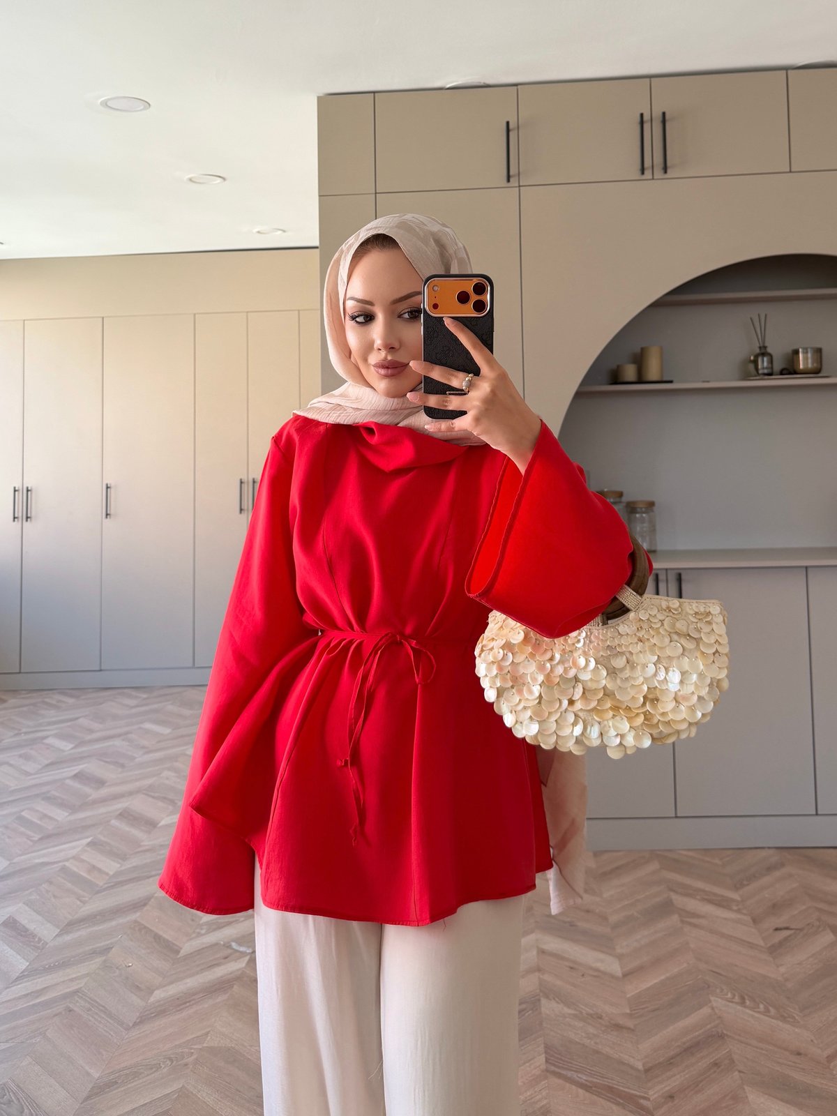 Wear Geniş Yaka Bluz Kırmızı (5556)
