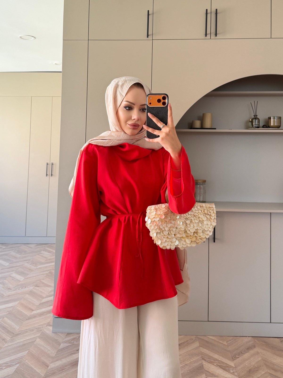 Wear Geniş Yaka Bluz Kırmızı (5556)
