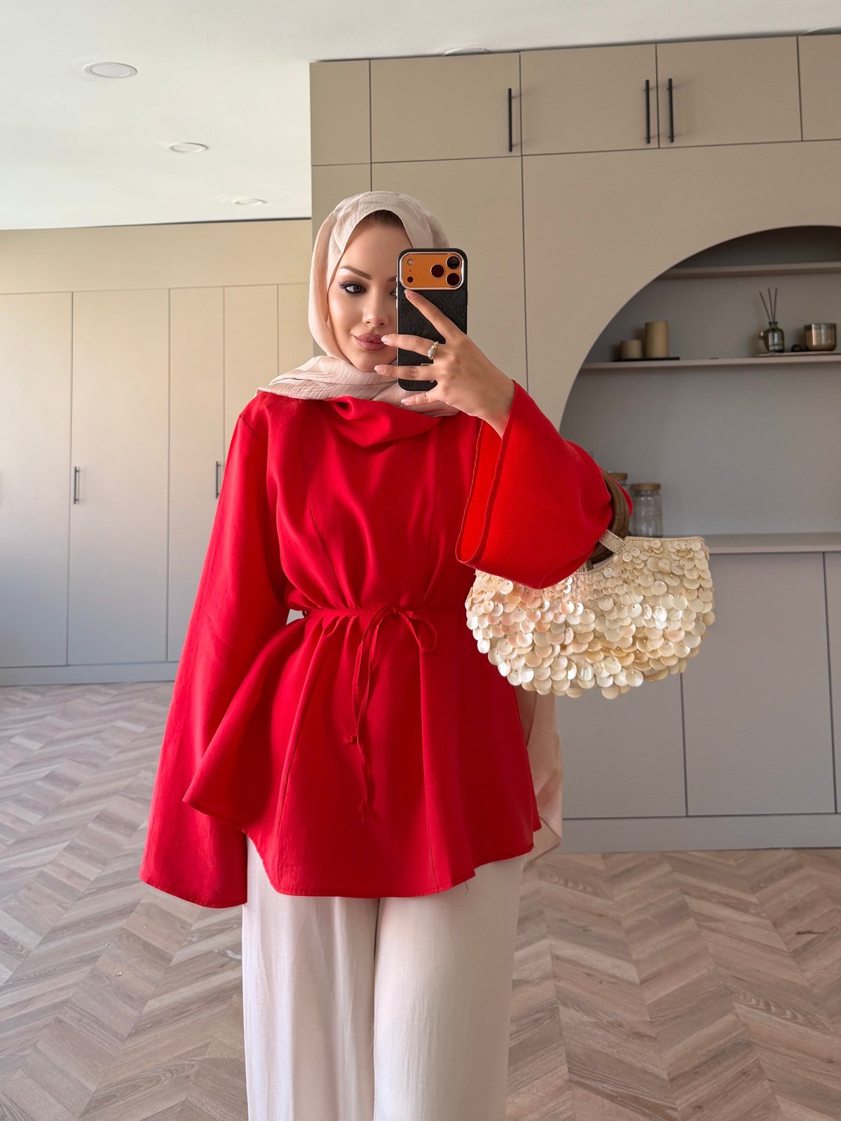 Wear Geniş Yaka Bluz Kırmızı (5556)