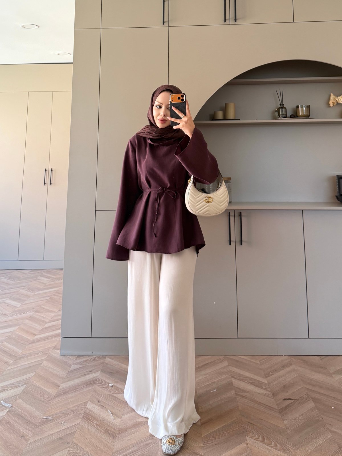 Wear Geniş Yaka Bluz Mürdüm (5556)