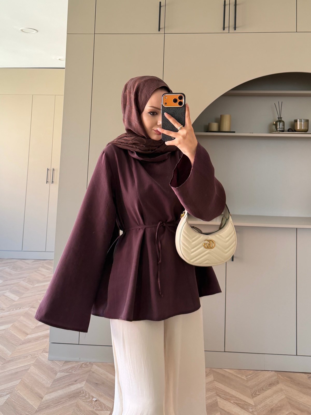 Wear Geniş Yaka Bluz Mürdüm (5556)