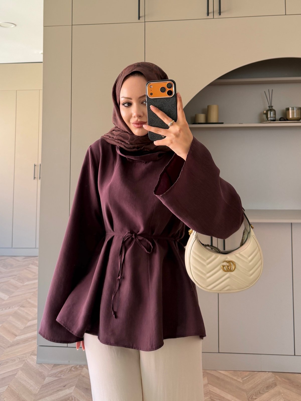 Wear Geniş Yaka Bluz Mürdüm (5556)