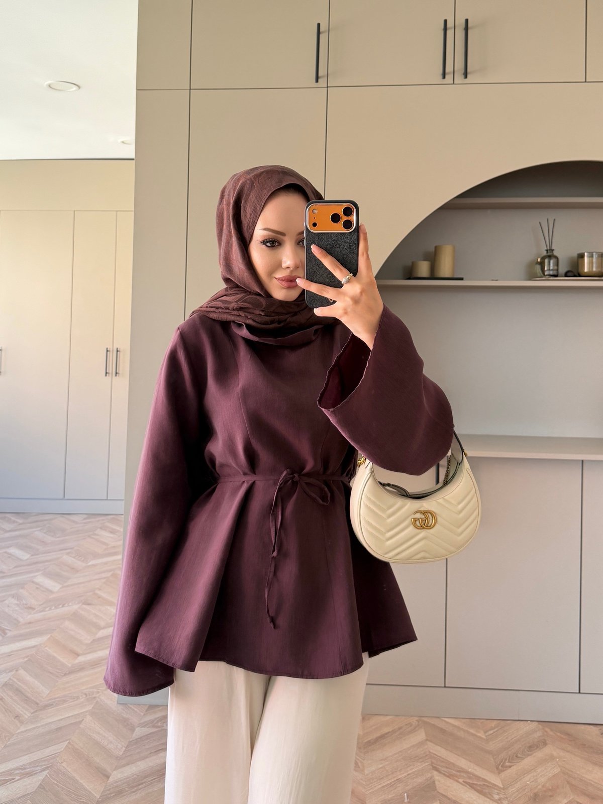 Wear Geniş Yaka Bluz Mürdüm (5556)