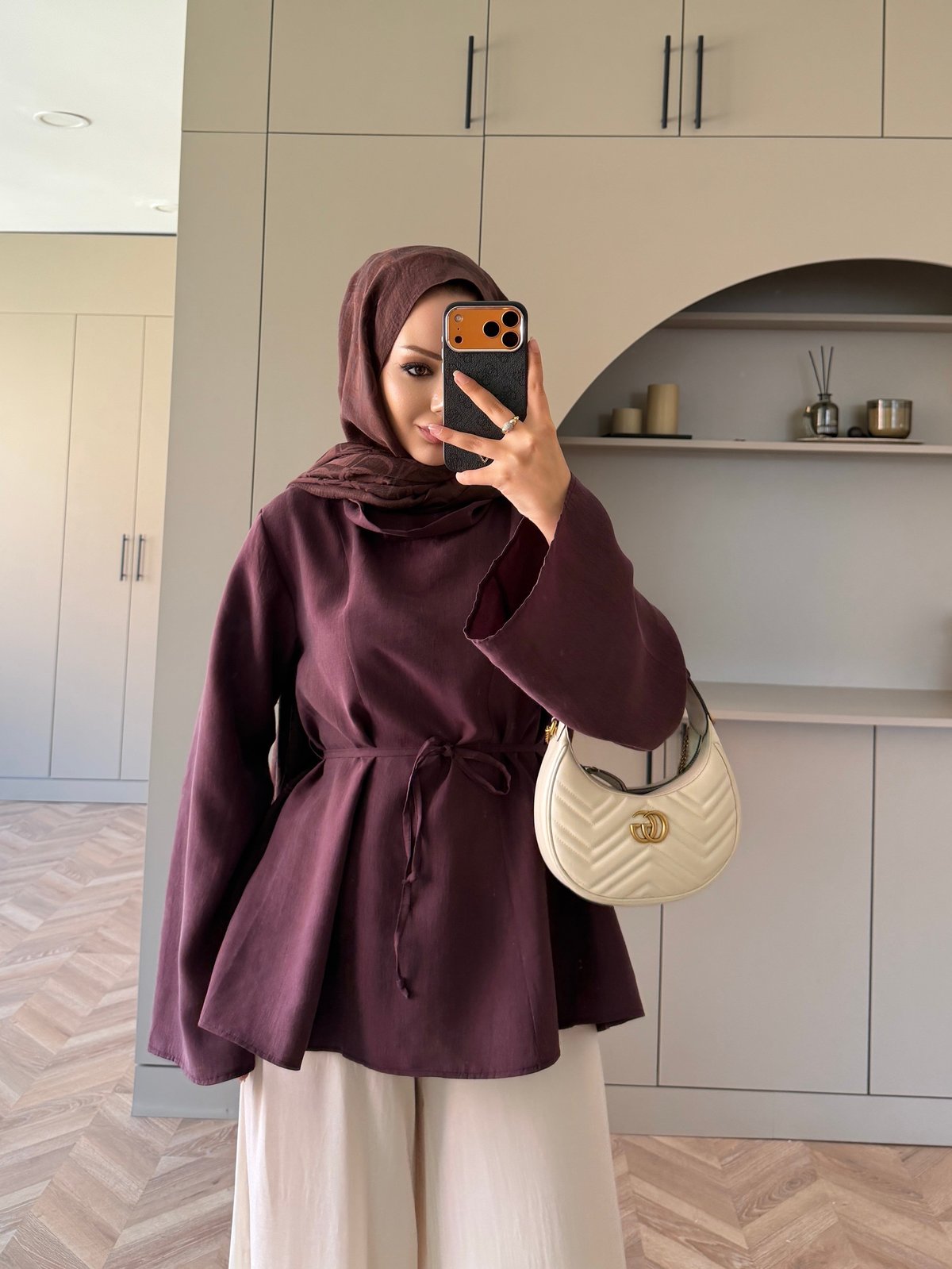 Wear Geniş Yaka Bluz Mürdüm (5556)
