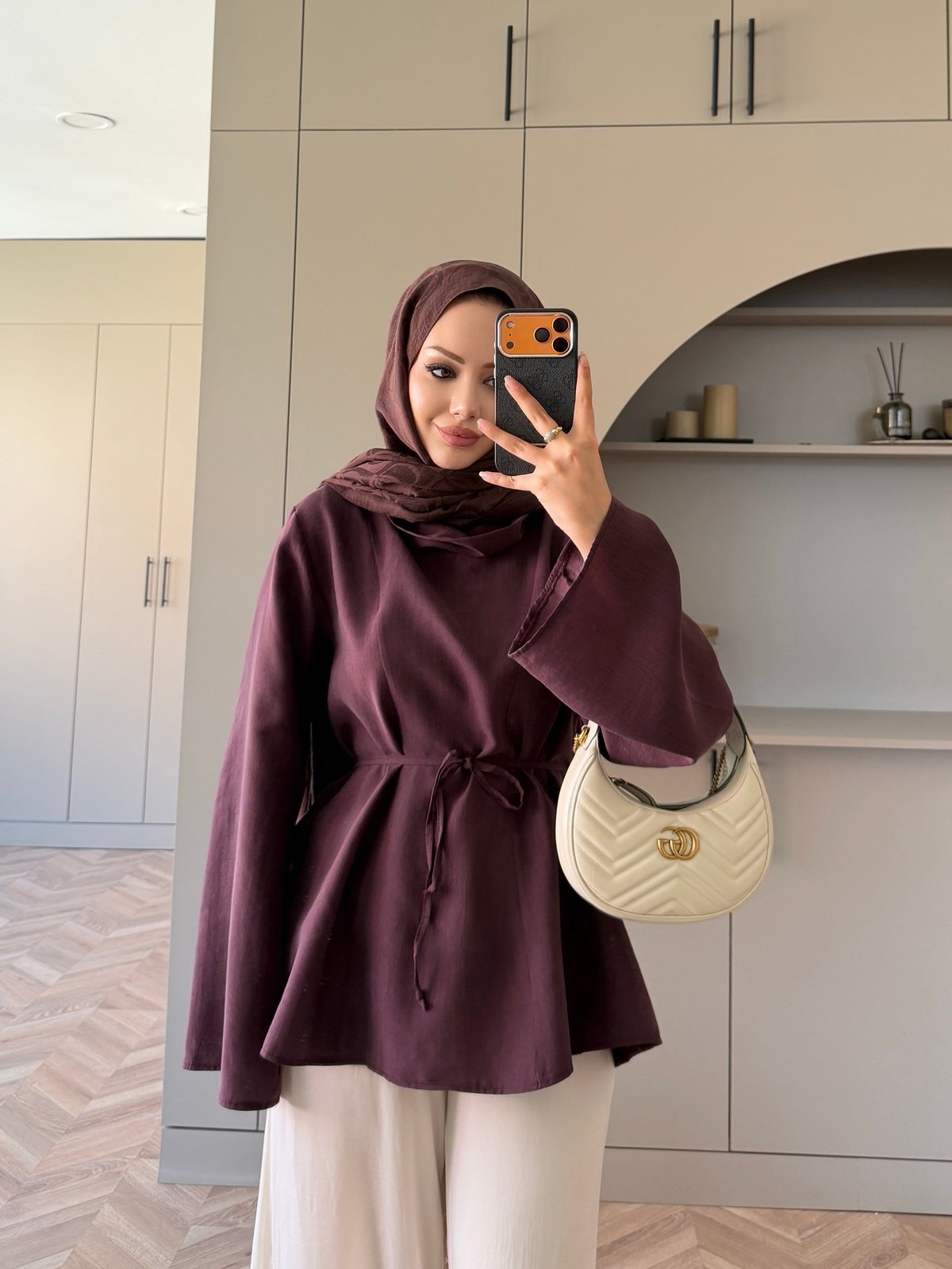 Wear Geniş Yaka Bluz Mürdüm (5556)