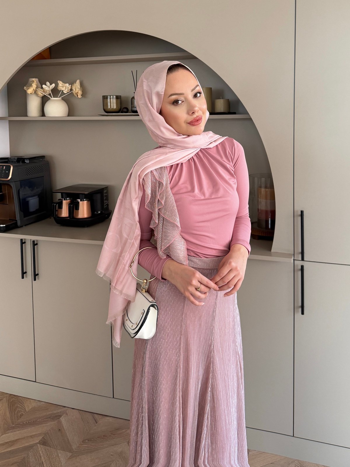 Whisper Drapeli Etekli Takım Pembe (5795)