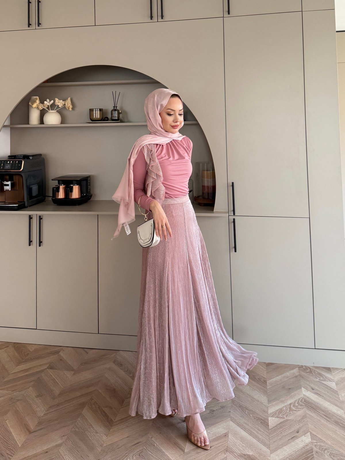 Whisper Drapeli Etekli Takım Pembe (5795)