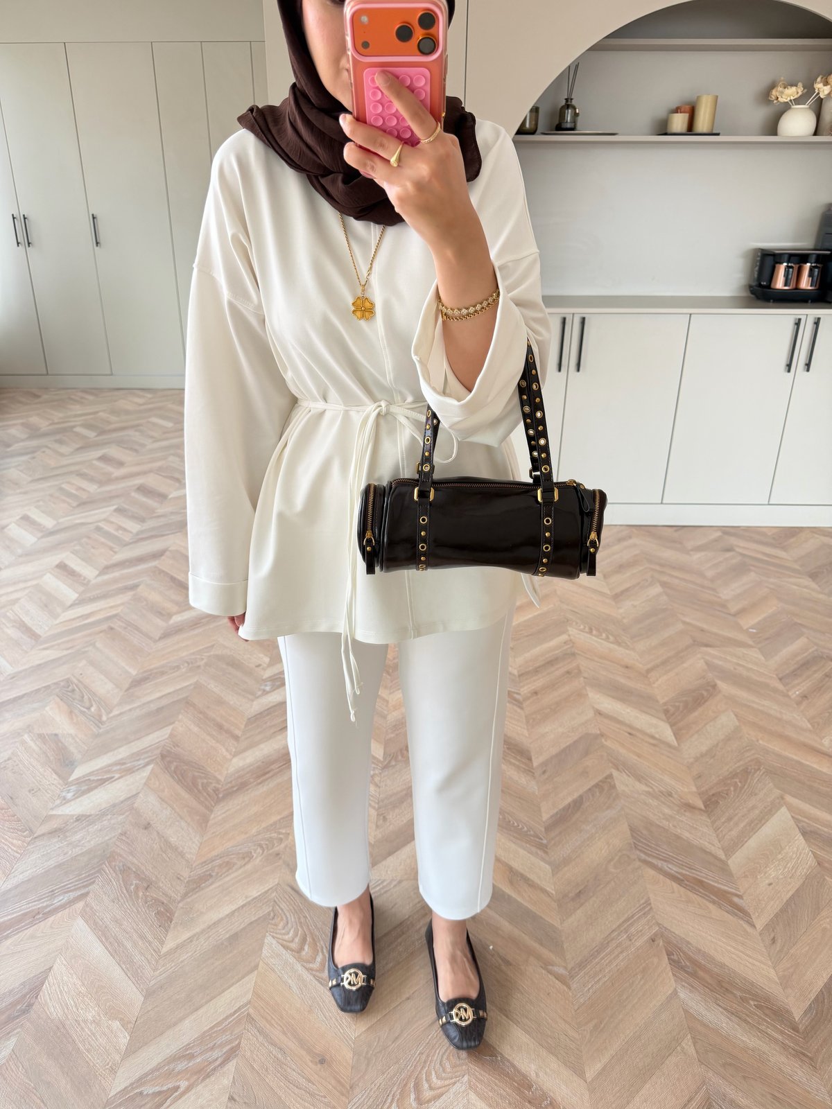 Yandan Yırtmaçlı Basıc Sweat Beyaz (2755)