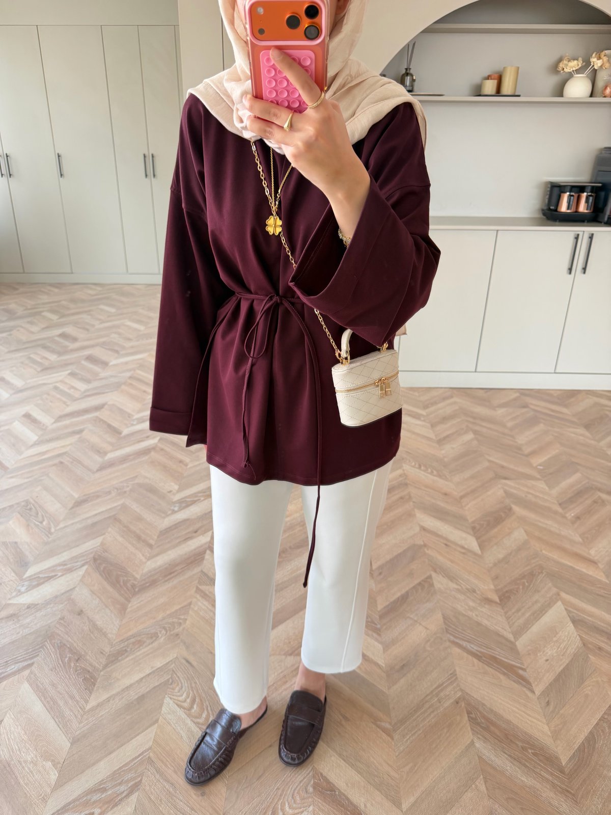 Yandan Yırtmaçlı Basıc Sweat Bordo (2755)
