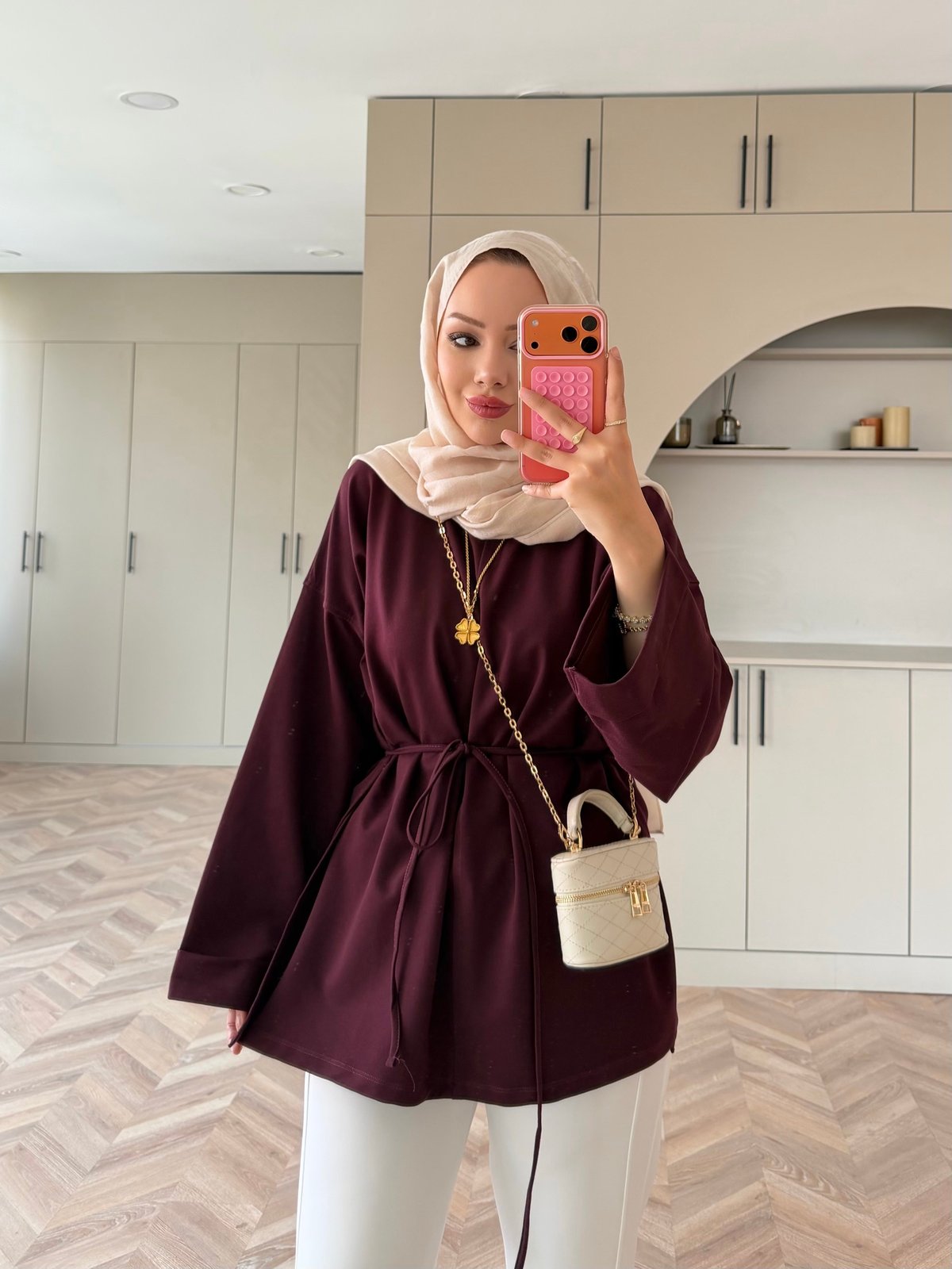Yandan Yırtmaçlı Basıc Sweat Bordo (2755)