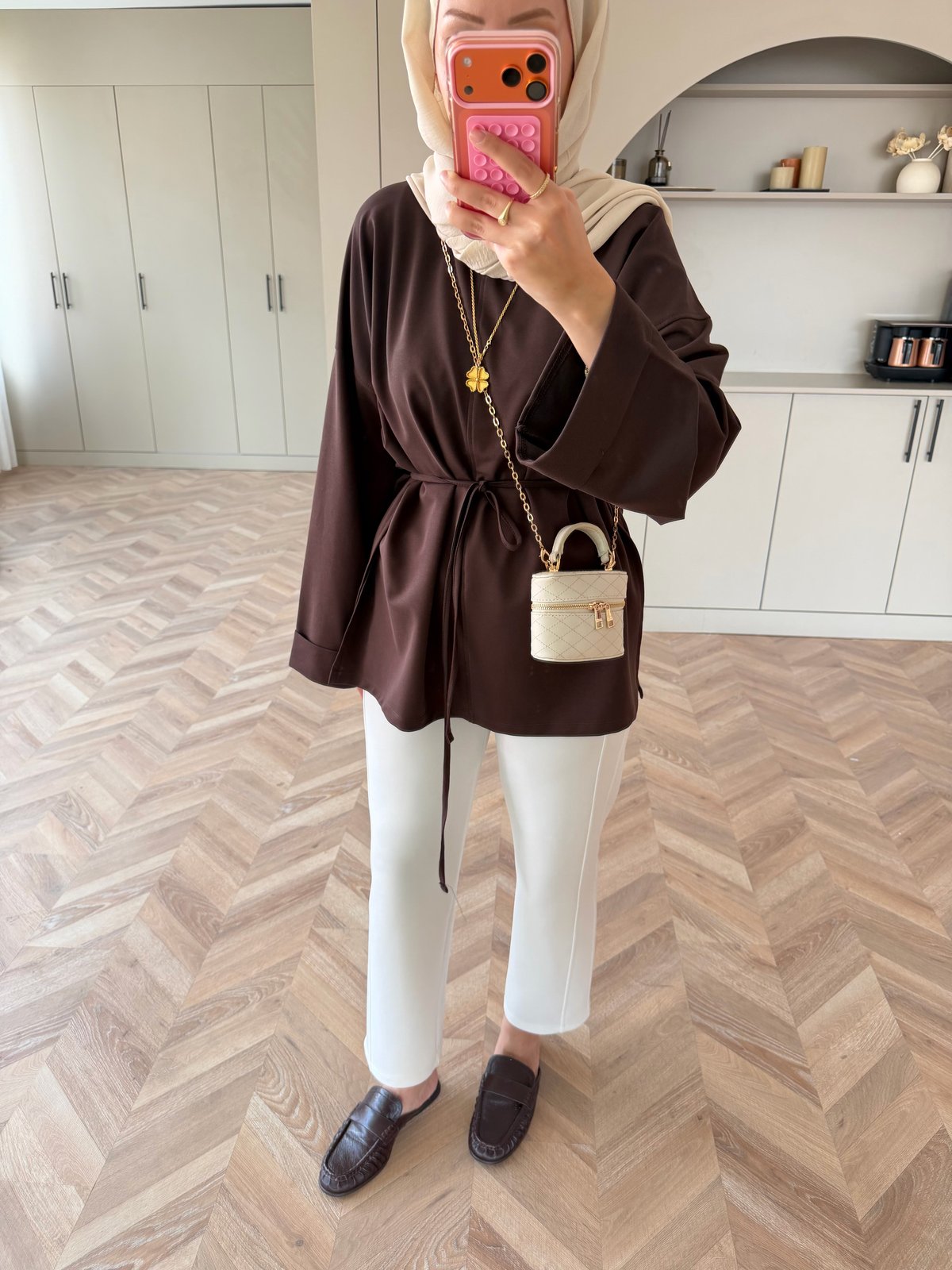 Yandan Yırtmaçlı Basıc Sweat Kahve (2755)
