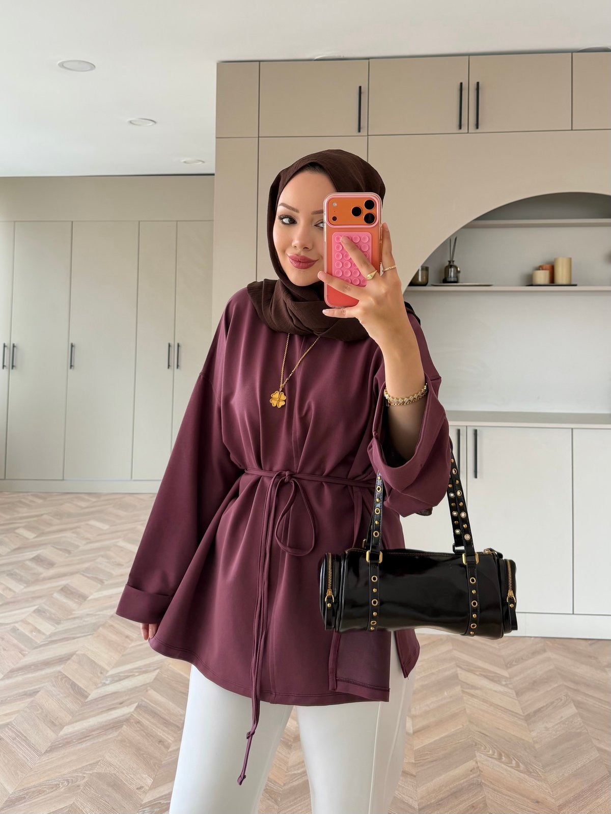 Yandan Yırtmaçlı Basıc Sweat Mürdüm (2755) 