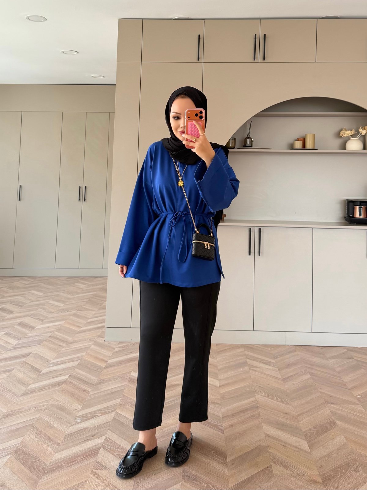 Yandan Yırtmaçlı Basıc Sweat Saks (2755)