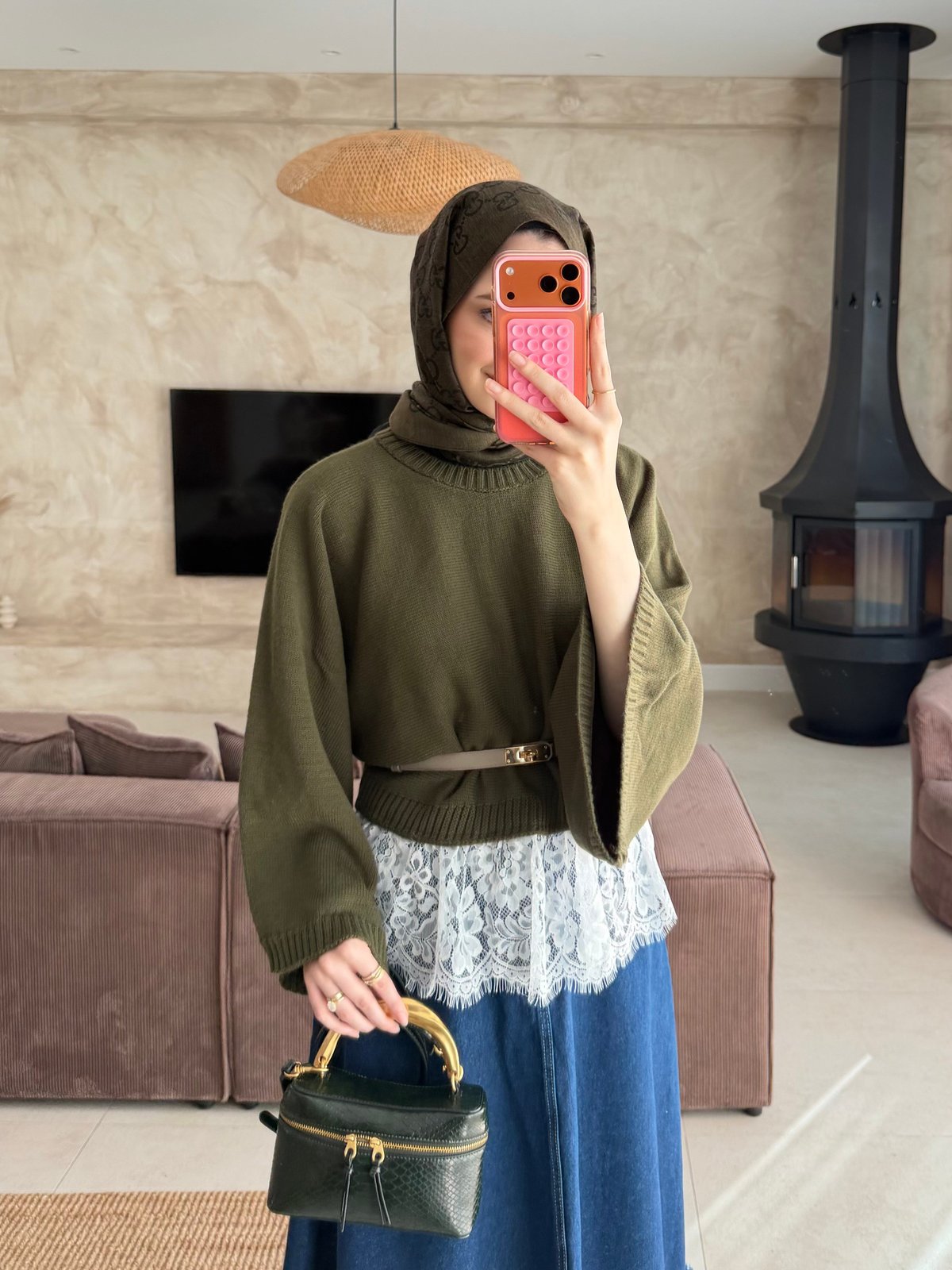 Yarasakol Dantel Detaylı Kazak Haki