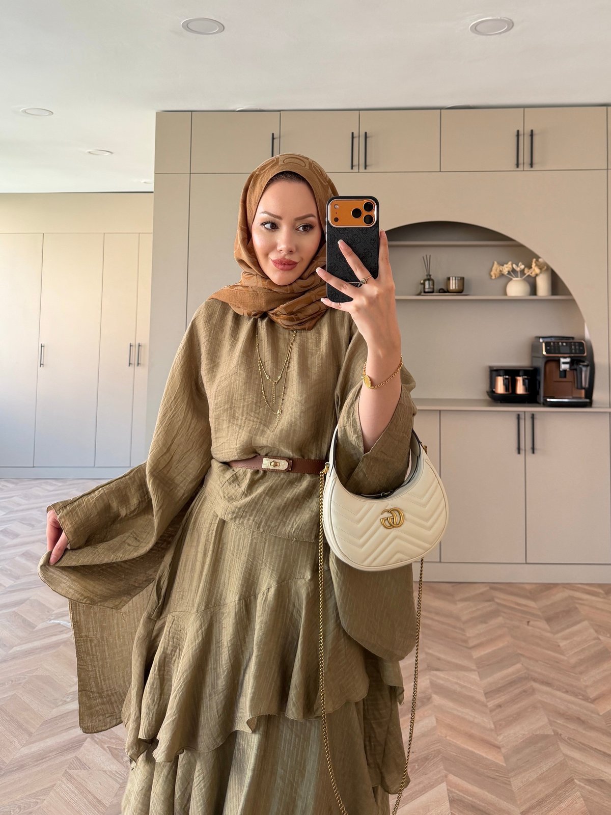 Yasmin Yarasa Kol Etekli Takım Yağ Yeşili (4492)