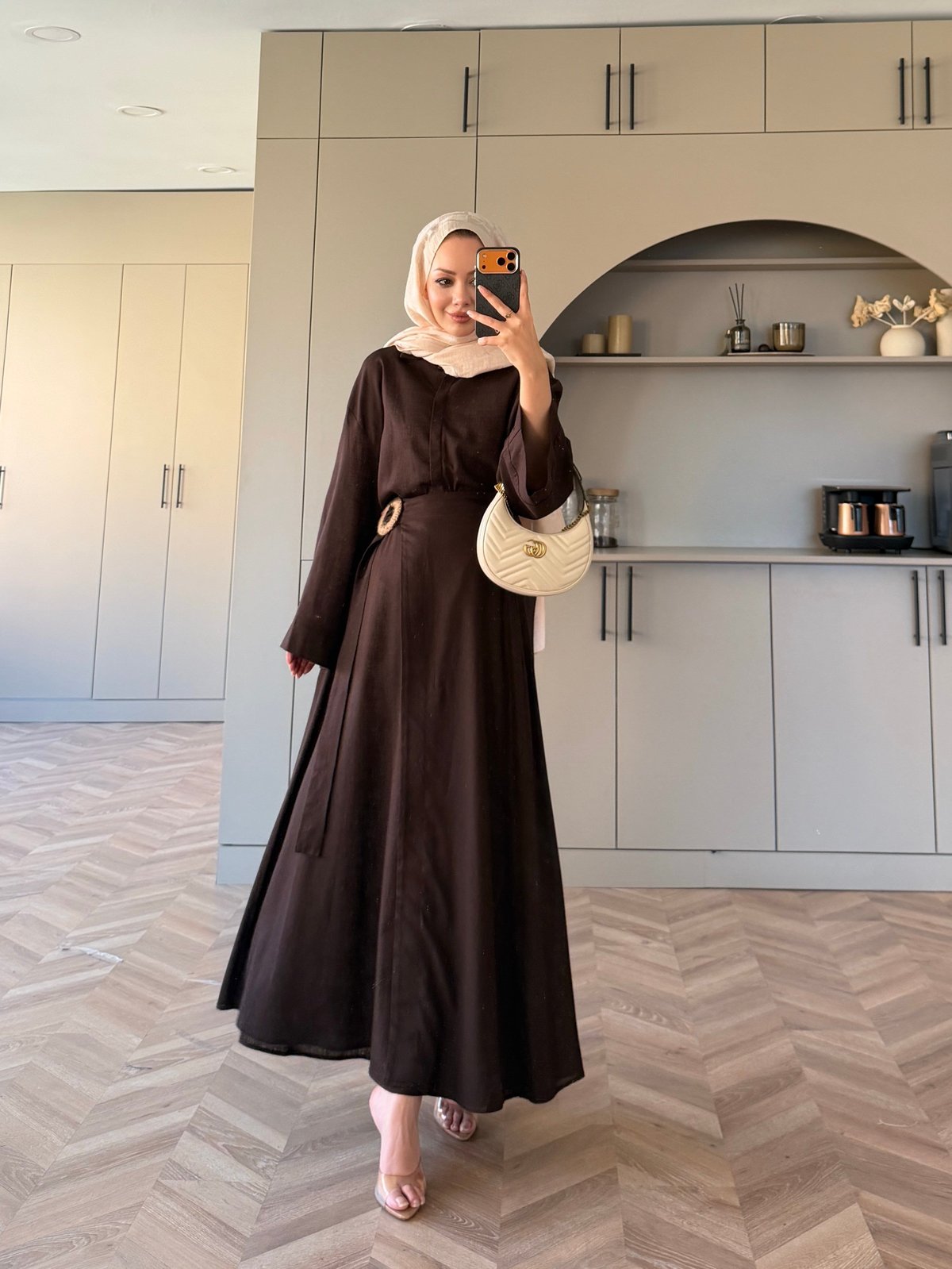 York Düğmeli Etekli Takım Kahve (4498)