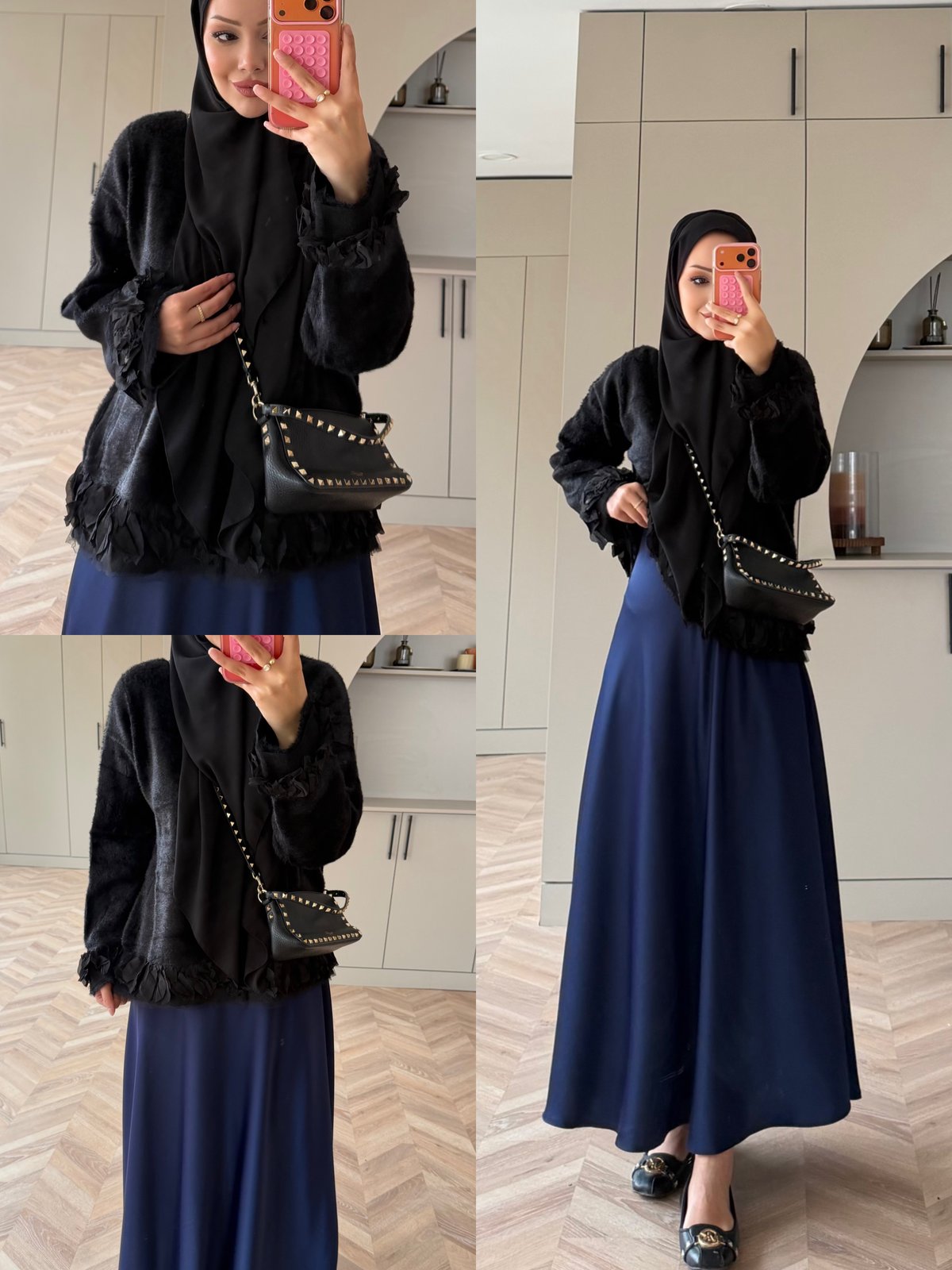Zen Fırfır Detaylı Angora Kazak Siyah (2911)