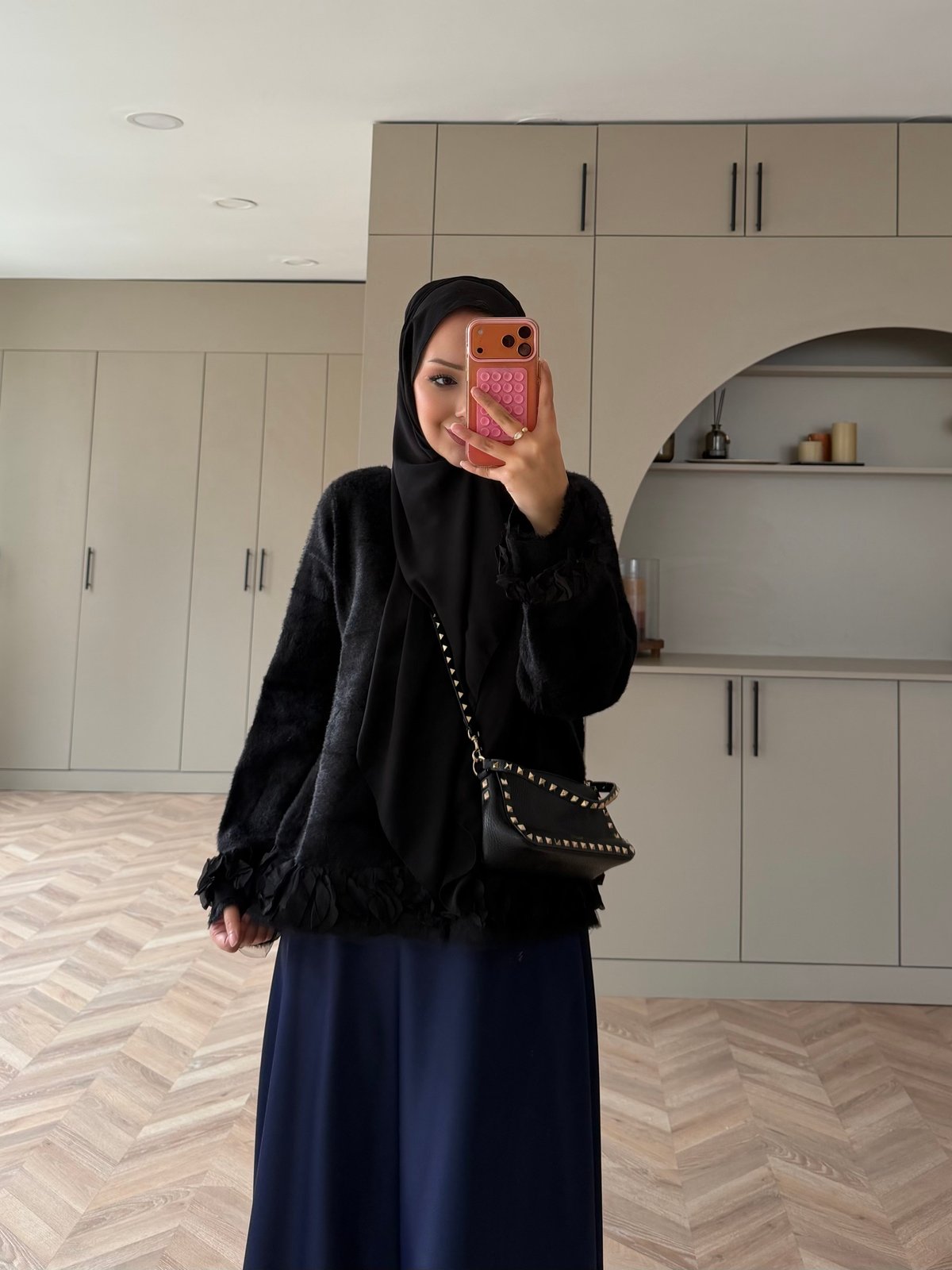 Zen Fırfır Detaylı Angora Kazak Siyah (2911)