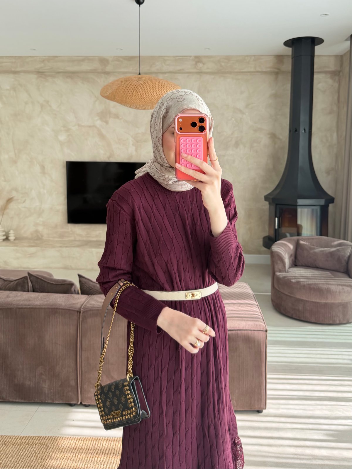 Zeyn Fırfırlı Triko Elbise Mürdüm (2027)
