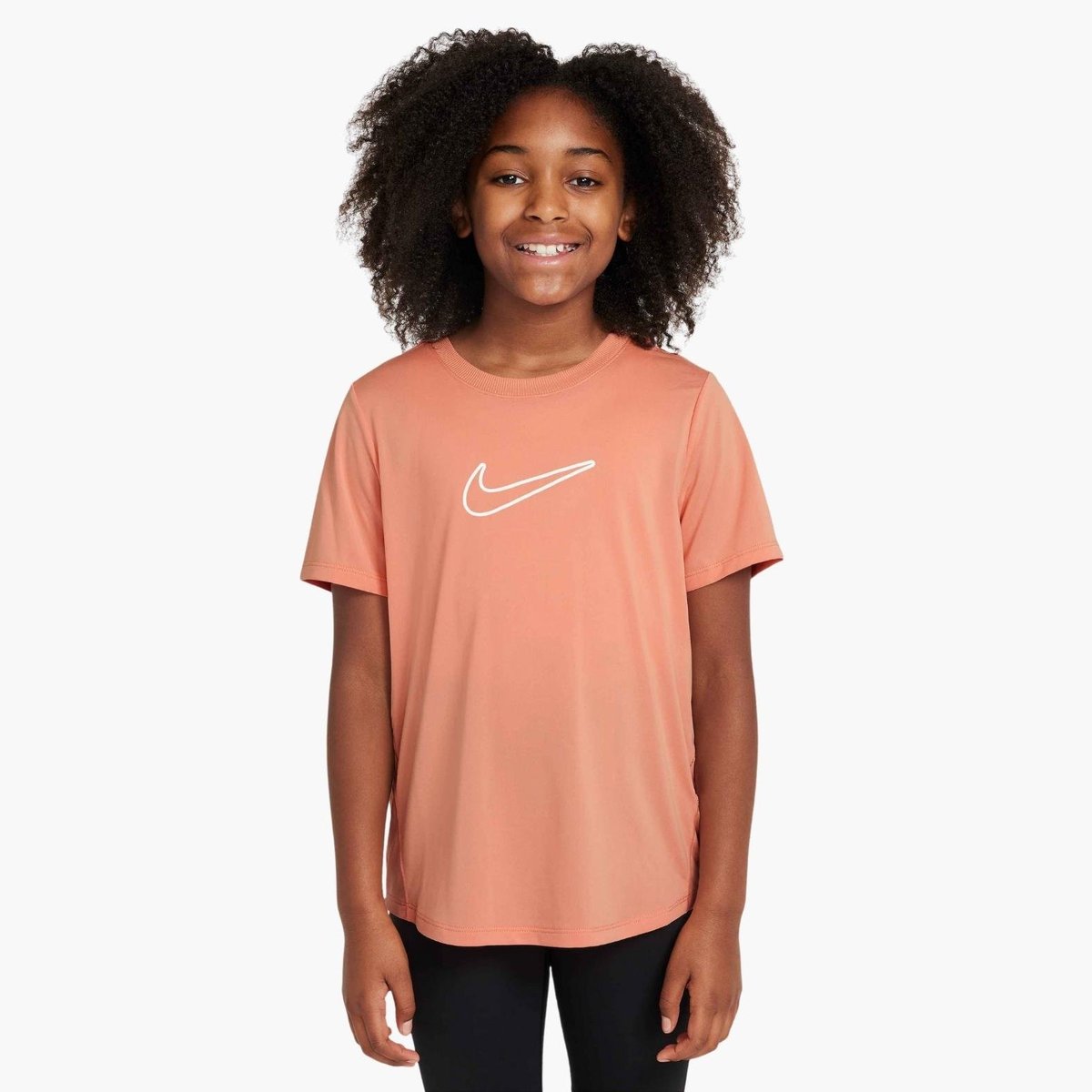 Nike One Dri-FIT Fitted Genç Kız Antrenman T-Shirt - Somon