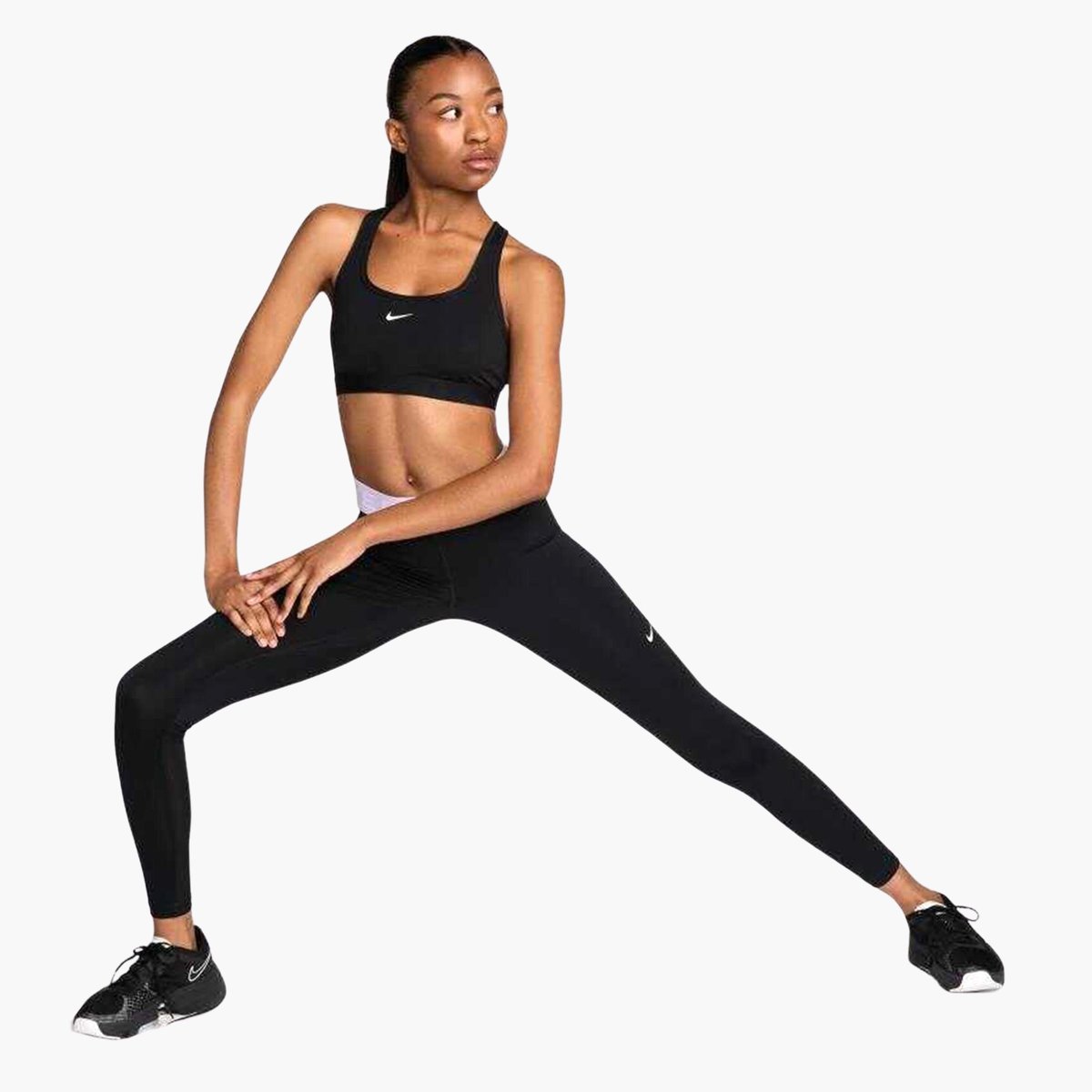 Nike Pro Normal Belli File Panelli Tayt - Siyah/Pembe