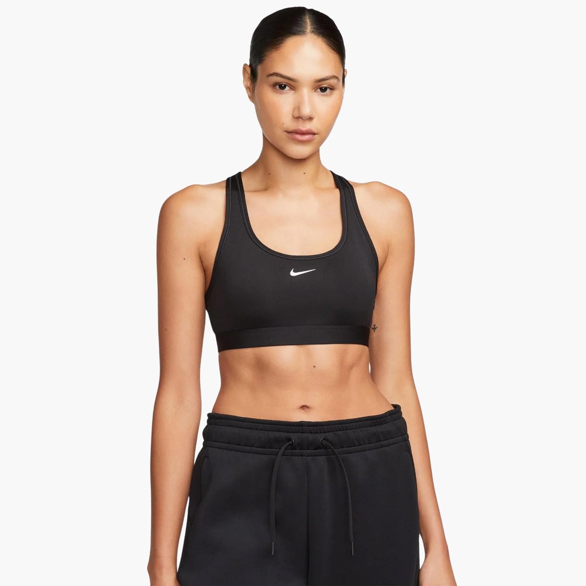 Nike Swoosh Light Support Dolgusuz Spor Sütyeni - Siyah
