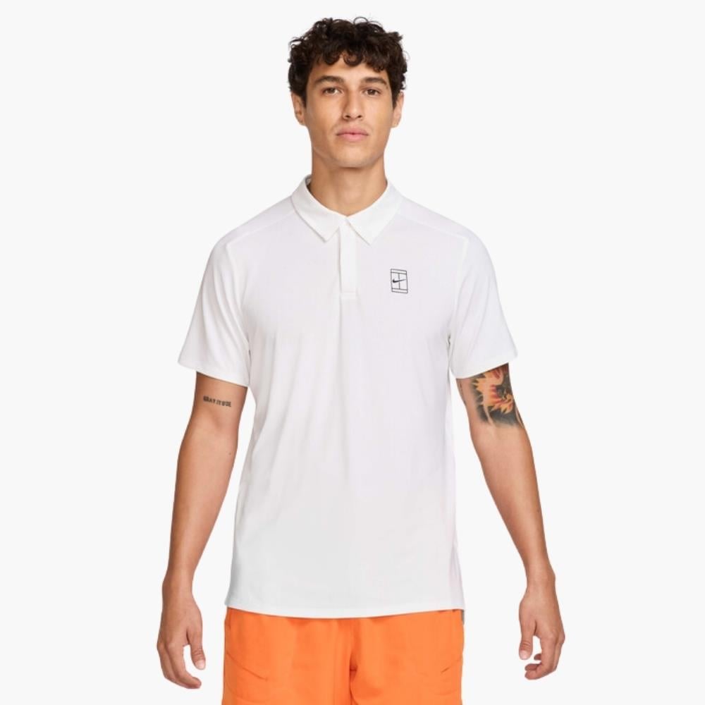 NikeCourt Advantage Dri-FIT Polo Yaka Tenis T-Shirt - Beyaz