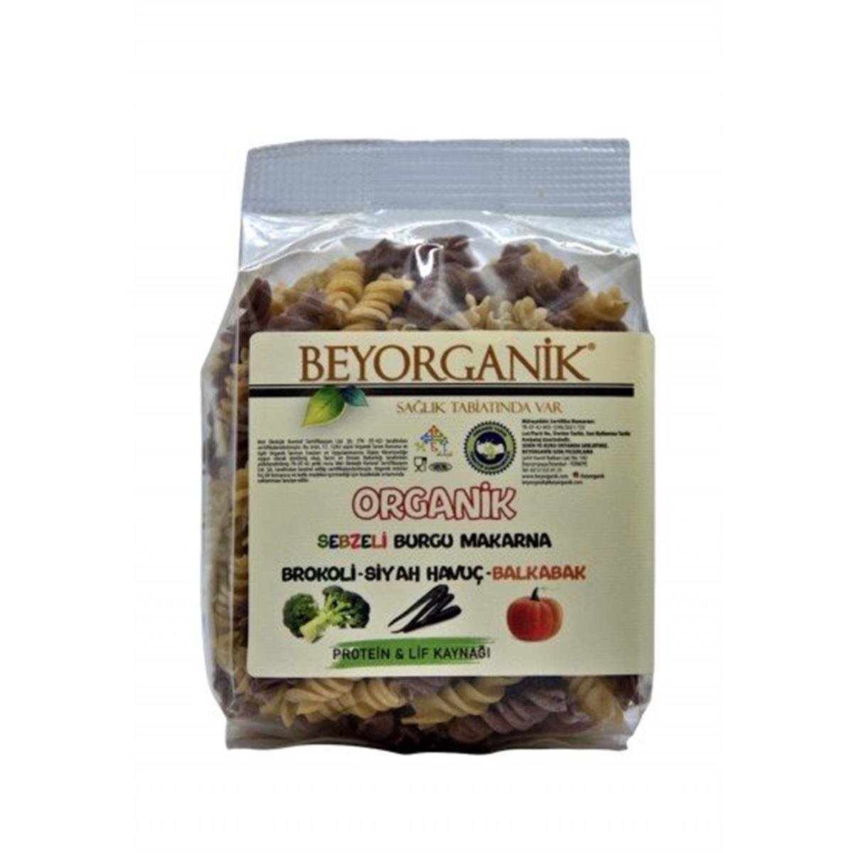 Beyorganik Organik Burgu Makarna (Siyah Havuç, Brokoli ve  Balkabaklı) 240 Gr