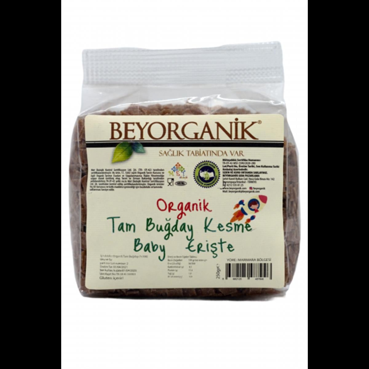Beyorganik Organik Erişte Kesme, Kepekli 250 Gr