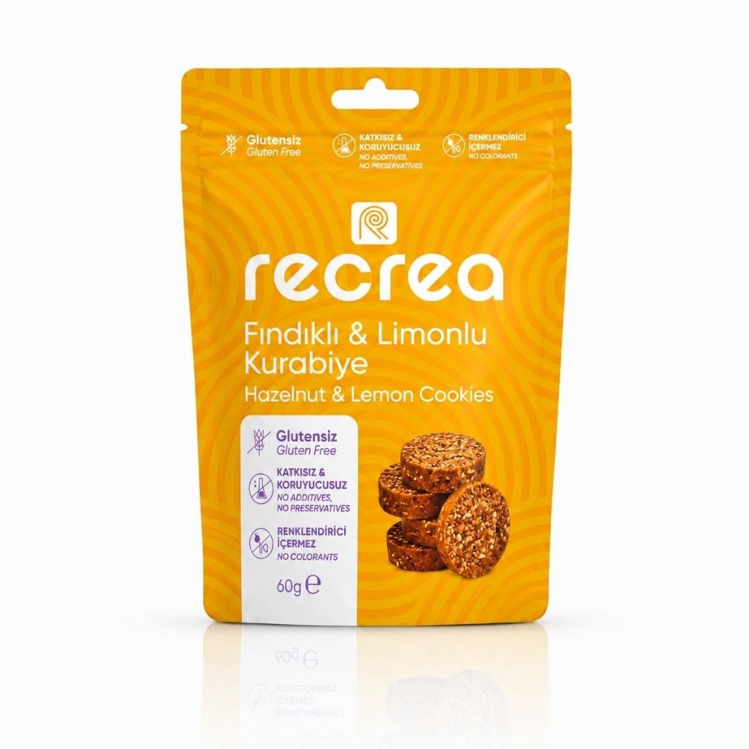 Glutensiz Fındıklı & Limonlu Kurabiye 60 gr - Recrea