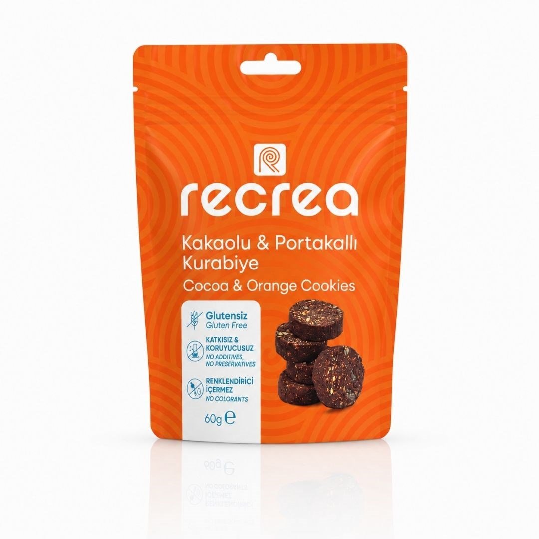 Glutensiz Kakaolu & Portakallı Kurabiye 60 gr - Recrea