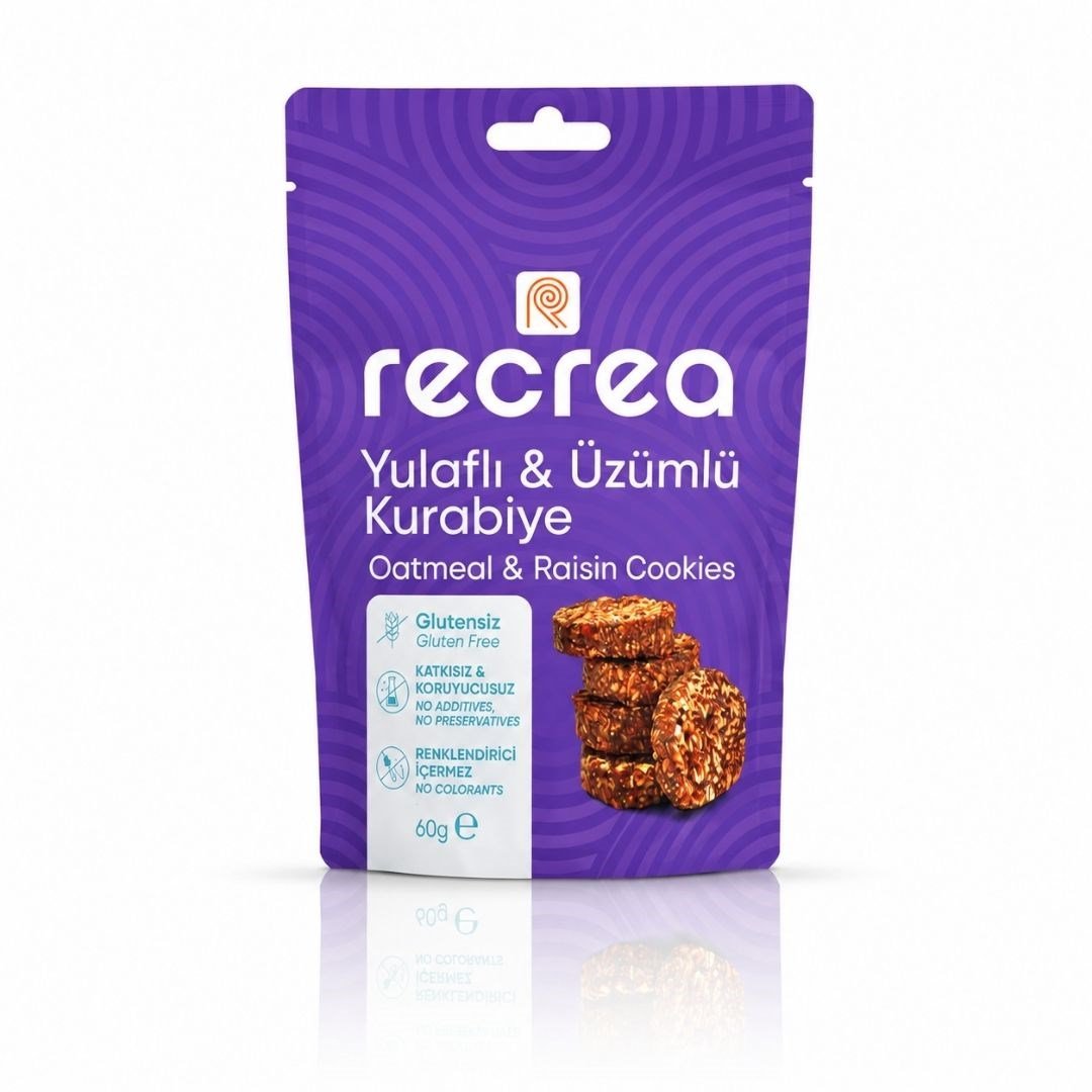 Glutensiz Yulaflı & Üzümlü Kurabiye 60 gr - Recrea