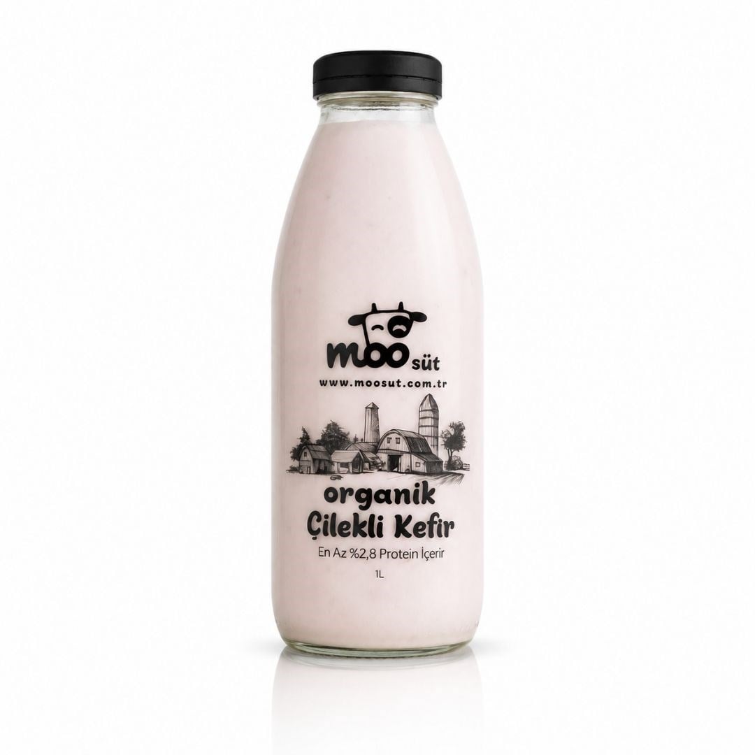 Organik Çilekli Kefir 1 Lt - Moo Süt