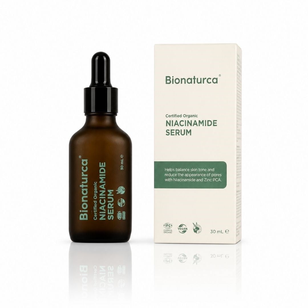 Organik Sertifikalı Gözenek,Sivilce Ve Siyah Nokta Karşıtı Niacinamide Serum 30 ml - Bionaturca