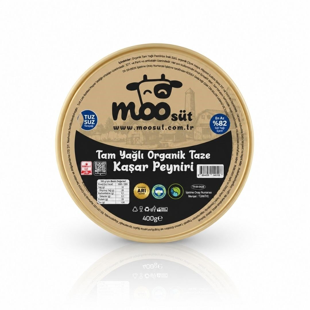 Organik Tam Yağlı Taze Kaşar Peynir 400 gr - Moo Süt