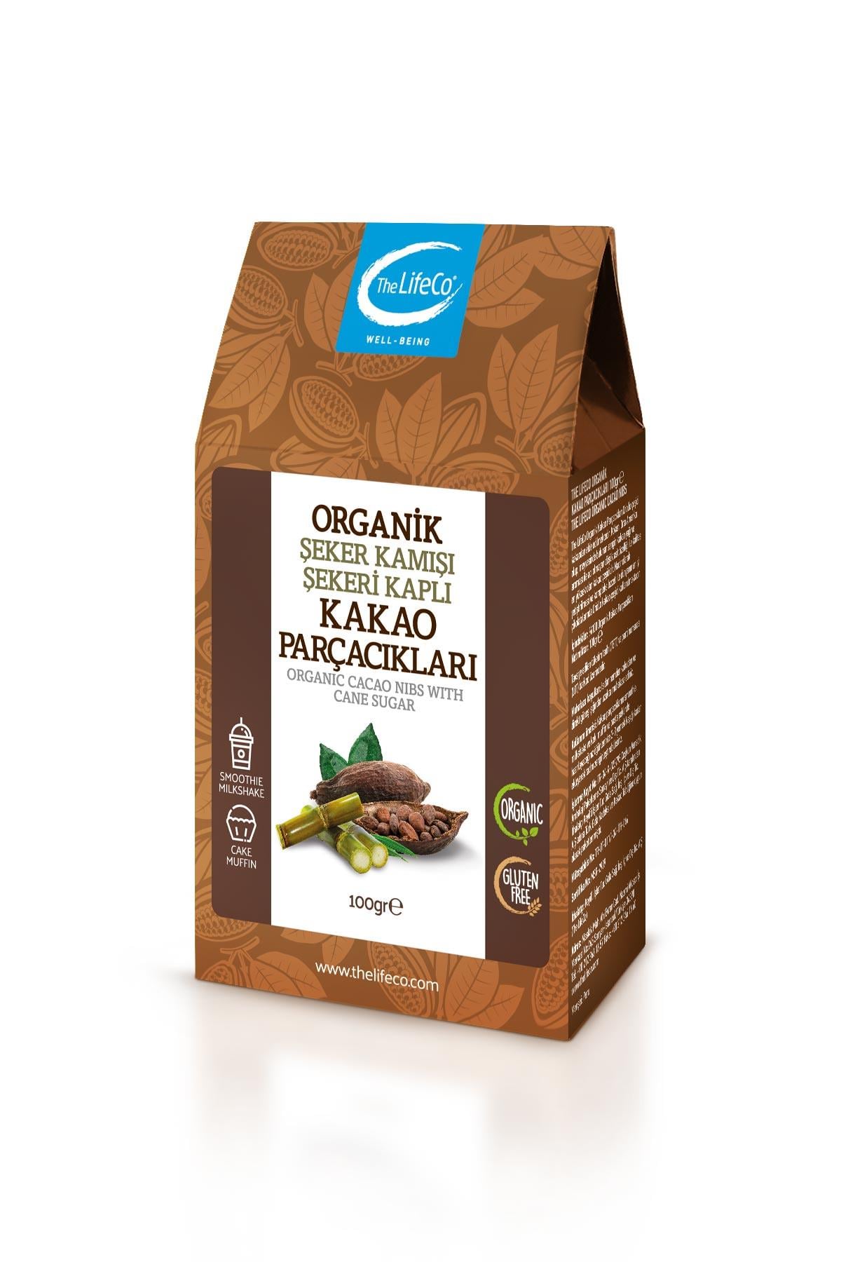 TheLifeCo Organik Şeker Kamışı Kaplı Kakao Parçacıkları 100 gr