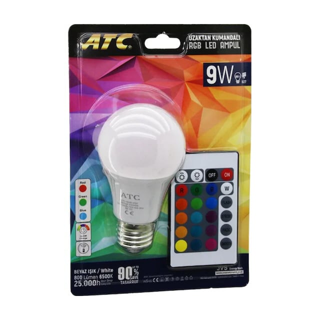 ATC 9w KUMANDALI BEYAZ+RGB LED AMPUL