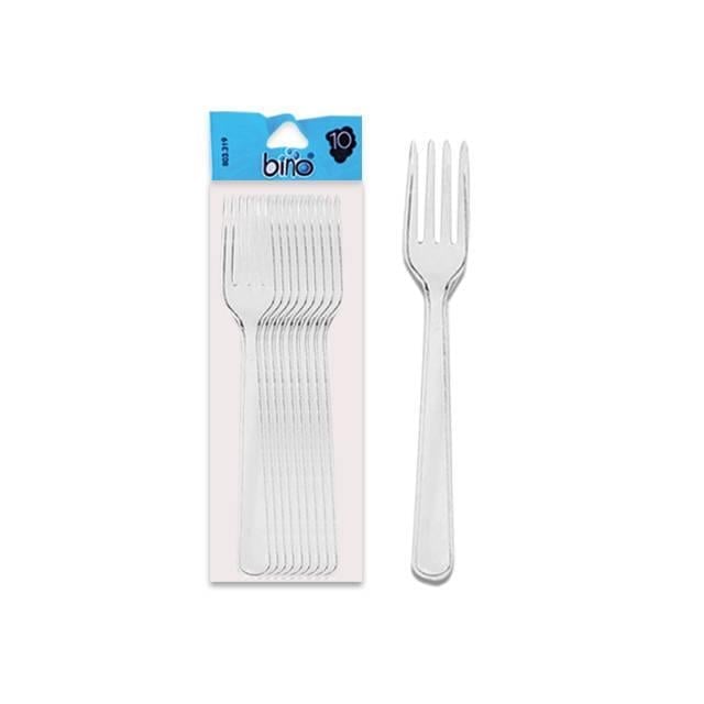 Bino 322 Plastik Şeffaf Lüx Büyük Çatal 10lu