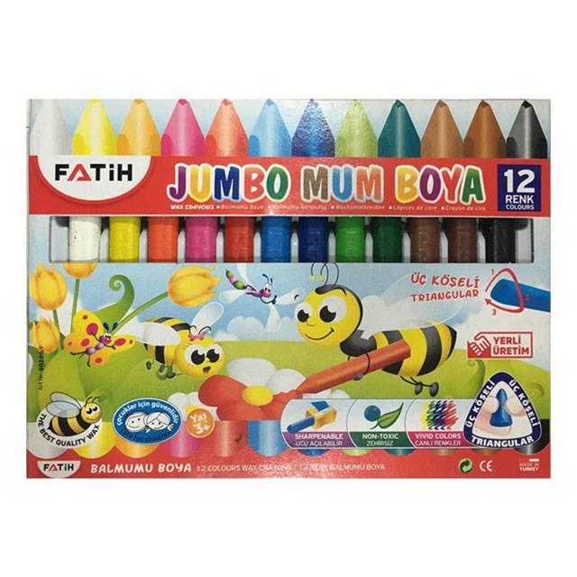 Fatih 12 Renk Wax Crayon Jumbo Boya Kalemi